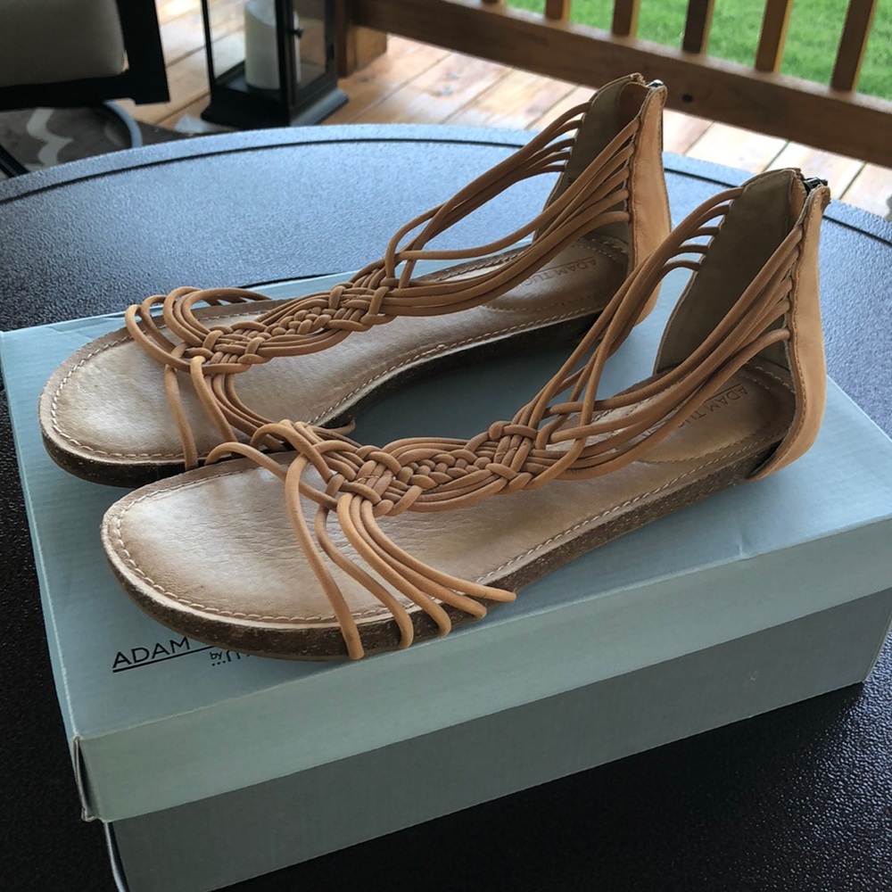 Adam Tucker Tobacco Leather Gladiator Sandals